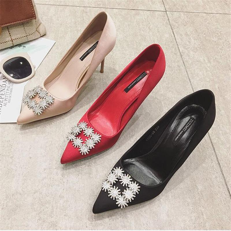 New 2020 Spring Autumn Women Pumps Elegant Rhinestone Silk Satin High Heels Shoes Sexy Thin Pointed wedding Single Shoe albitefo, 1 red
New 2020 Spring Autumn Women Pumps Elegant Rhinestone Silk Satin High Heels Shoes Sexy Thin Pointed wedding Single Shoe albitefo, 1 red
