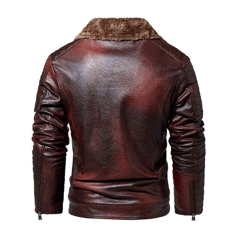 Men's Autumn and Winter Men Coat Leather Jacket Motorcycle Style Male Business Casual Jackets for Men Warm Overcoat 211222
