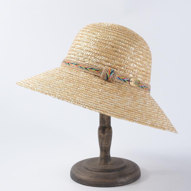 Women Round Wheat Straw Hat Summer Wide-Brimmed Boater Hat Elegant Ladies Bucket Sun Hats Ribbon Band Fedora Chuch, Natural color
Women Round Wheat Straw Hat Summer Wide-Brimmed Boater Hat Elegant Ladies Bucket Sun Hats Ribbon Band Fedora Chuch, Natural color