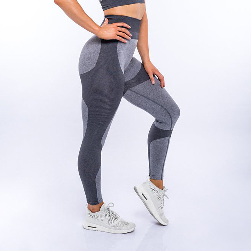 2019 Seamless Patchwork Leggings Women Fitness Push Up Hip Solid Color Legging Sporting Sweat Uptake Ventilation Female Pants T200319