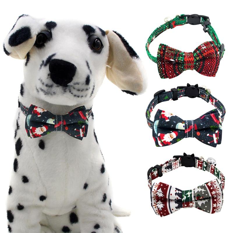 

1Pc Christmas Pet Collars Puppy Kitten Pet Adjustable Bow Tie With Bell Necktie Collar Dog Cat Bowknot Neck Strap Chihuahua Tedy