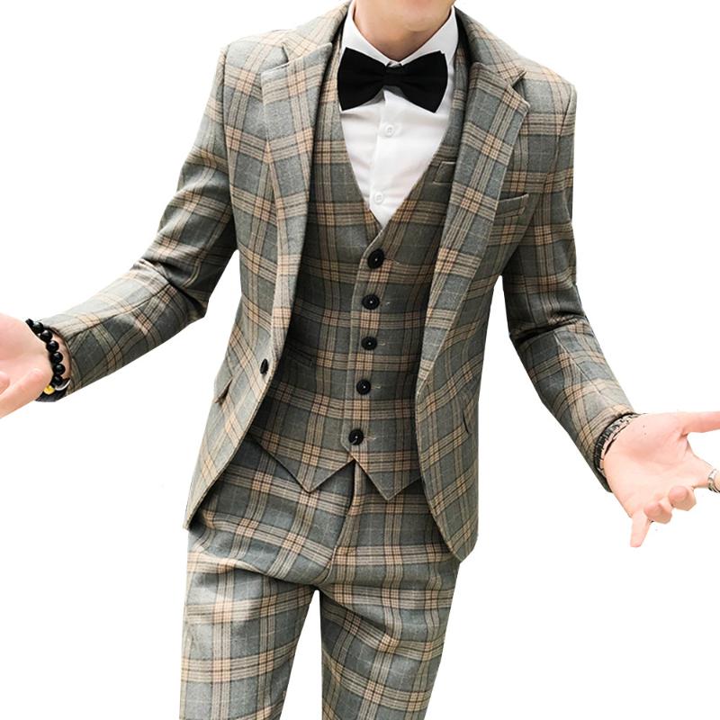 Men's Slim Plaid Printed Suit High End Business Groom Wedding Banquet Dress Blazer Three Piece Jacket Vest Pants Coat Set, Gray
Men's Slim Plaid Printed Suit High End Business Groom Wedding Banquet Dress Blazer Three Piece Jacket Vest Pants Coat Set, Gray