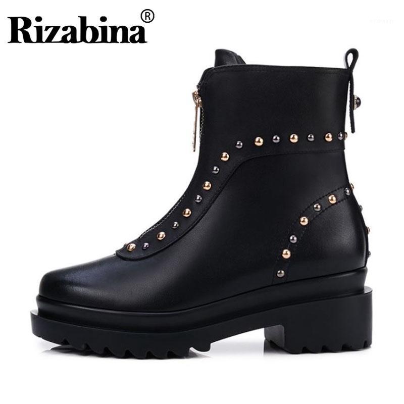 RIZABINA Women Genuine Leather Ankle Boots Zipper Rivets Thick Sole Shoes Fashion Punk Women Winter Warm Footwear Size 34-391, Black
RIZABINA Women Genuine Leather Ankle Boots Zipper Rivets Thick Sole Shoes Fashion Punk Women Winter Warm Footwear Size 34-391, Black