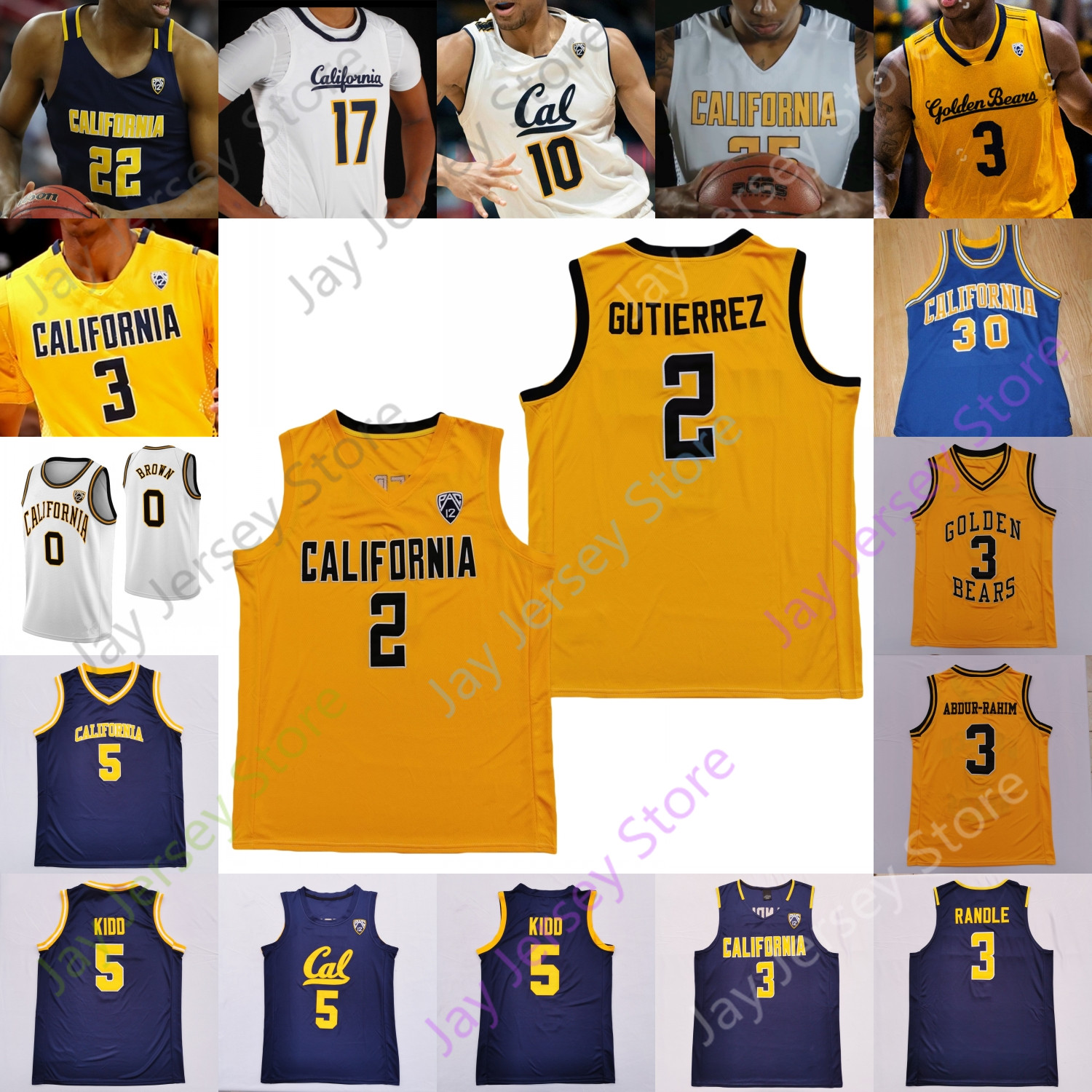 Basketball Jerseys California Golden Bears Basketball Jersey NCAA College Brown Kidd Matt Bradley Paris Austin Kareem South Anticevich Shareef Abdur-Rahim