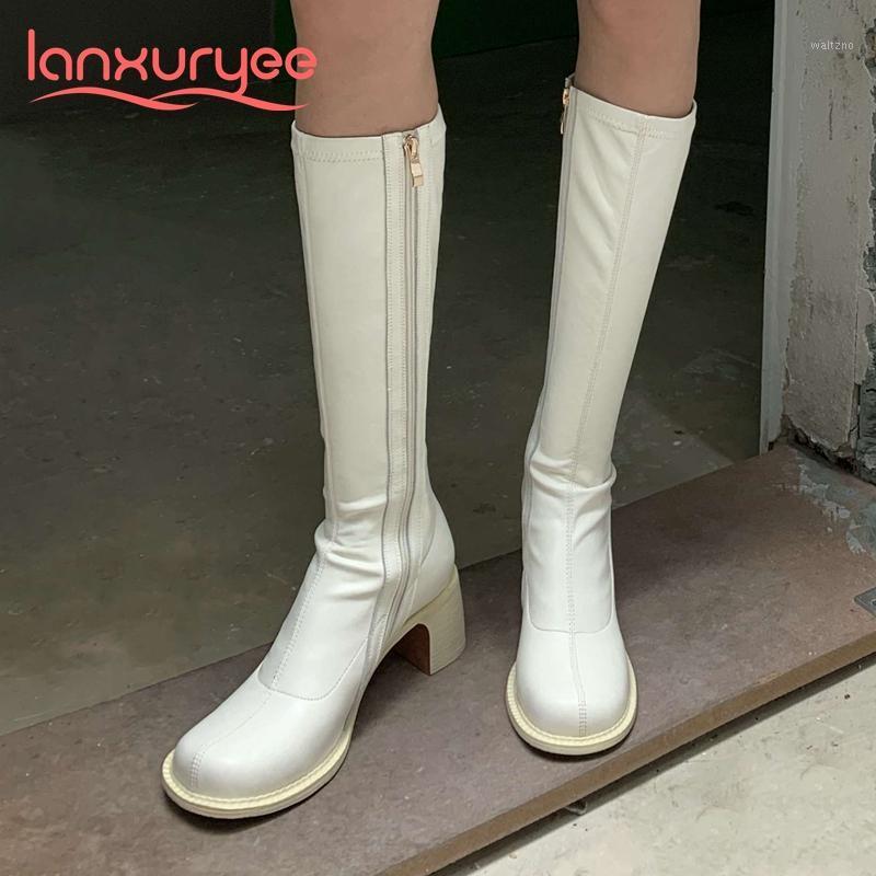 Lanxuryee simple style solid genuine leather round toe high heel winter shoes beauty lady dating streetwear knee-high boots L101, Black
Lanxuryee simple style solid genuine leather round toe high heel winter shoes beauty lady dating streetwear knee-high boots L101, Black