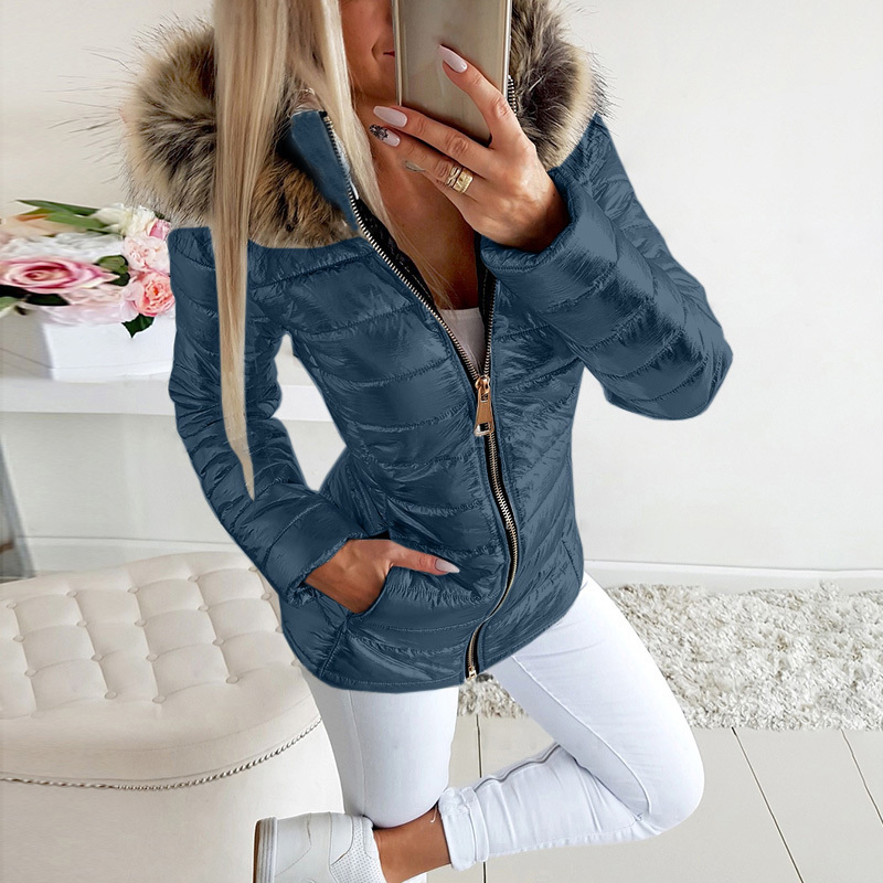 Women Solid Coats Jackets Winter Casual Broadcloth Feathers Slim Hooded Thick Cotton Padded Parka Female Zipper Jacket 201110wtt