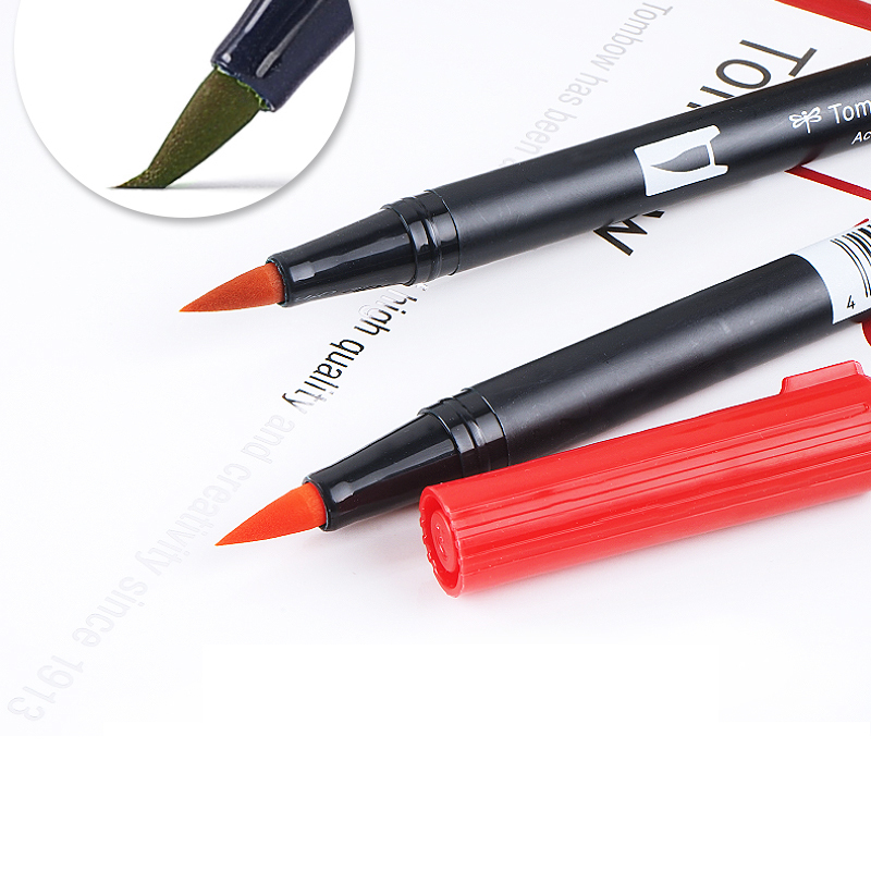 Japan Tombow ABT Dual Water Brush pen & Fine Tip Pen Professional CalligraphyArt Marker Pen for Bullet Journaling Card Making 201211