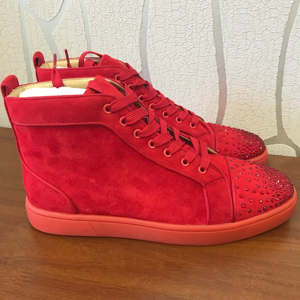 Fashion Fret Free Casual Men Red Suede Strass Crystal Lace High Top Designer Shoes Trainers Isks
Fashion Fret Free Casual Men Red Suede Strass Crystal Lace High Top Designer Shoes Trainers Isks