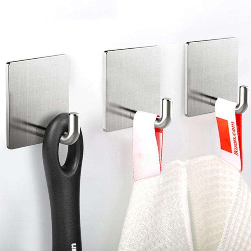 Multi-Purpose Hook Self Adhesive Towel Hooks Stainless Steel Hanger Bathroom Office Square Door Hooks Kitchen Accessories
Multi-Purpose Hook Self Adhesive Towel Hooks Stainless Steel Hanger Bathroom Office Square Door Hooks Kitchen Accessories