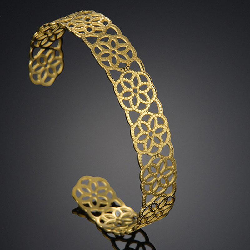 Bangle Punk Miami Cuba Exaggerated Opening Gold-plated Flower Hollow Bracelet C-shaped Stainless Steel Non-fading Mesh Jewelry
Bangle Punk Miami Cuba Exaggerated Opening Gold-plated Flower Hollow Bracelet C-shaped Stainless Steel Non-fading Mesh Jewelry