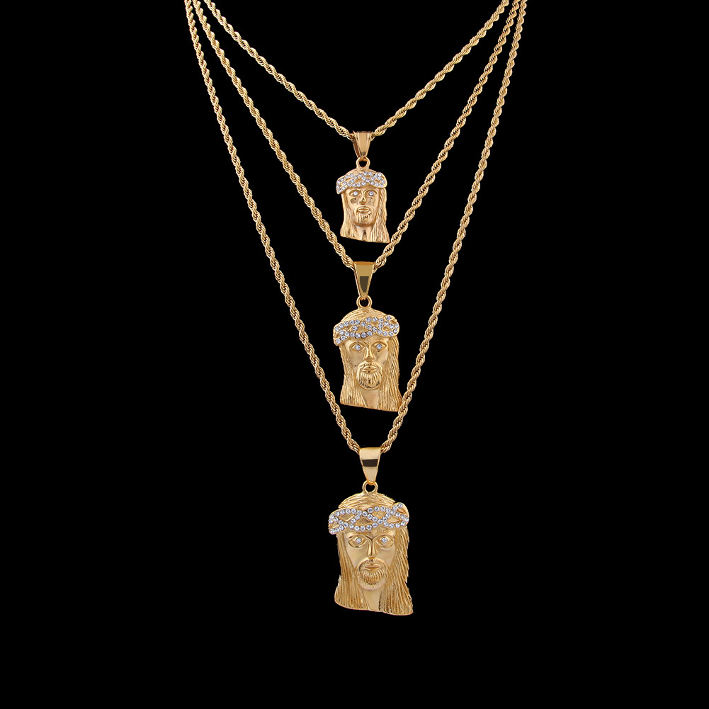 New Mens Hip Hop Jewelry Fashion Stainless Steel JESUS Piece Pendant High Quality Gold Necklace Free shipping Free shipping