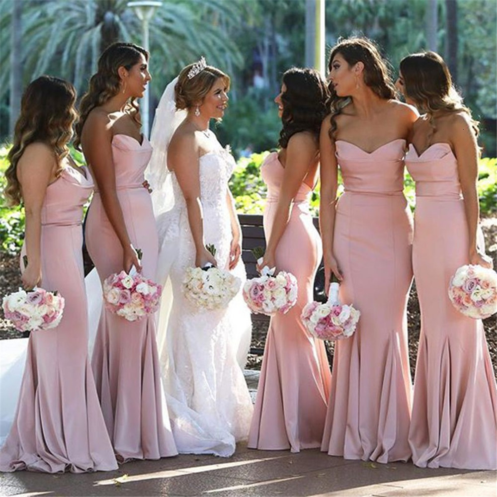 2021 New Pink Blush Mermaid Bridesmaid Strapless Straps Walk Elastic Length Guest Satin Wedding Dress Cheap DX1I
2021 New Pink Blush Mermaid Bridesmaid Strapless Straps Walk Elastic Length Guest Satin Wedding Dress Cheap DX1I