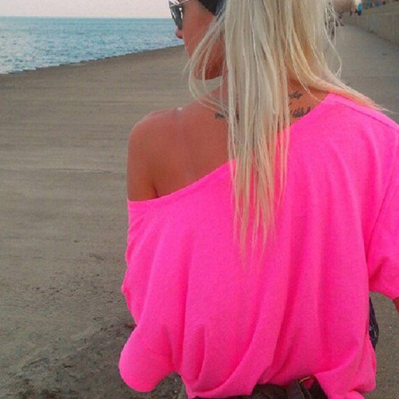 Femme Sexy Strapless T-shirt Summer One Shoulder Tops For Women Half Sleeve T Shirt Casual Loose Shirts Plus Size 201029