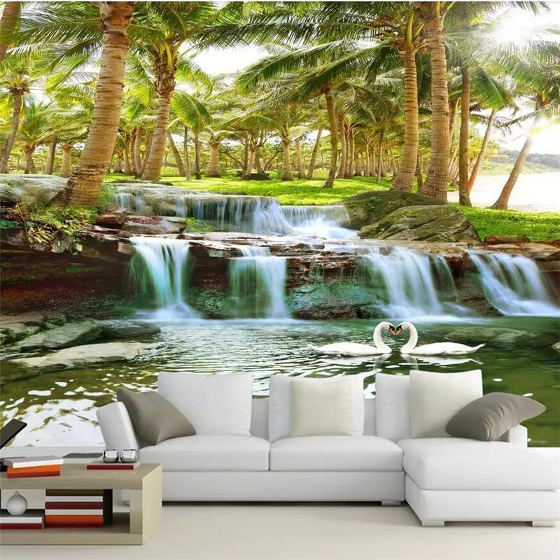 Customize Hainan Island coconut tree forest water waterfall landscape painting wall custom large mural green wallpaper mural1, Silk cloth
Customize Hainan Island coconut tree forest water waterfall landscape painting wall custom large mural green wallpaper mural1, Silk cloth