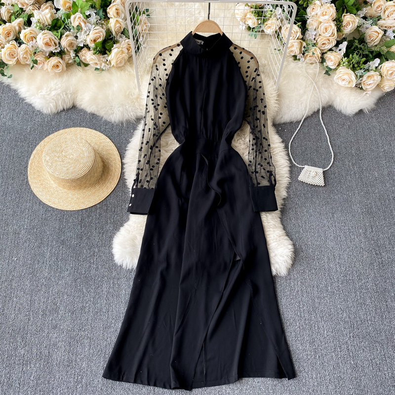 2021 New Elegant fashionable fashion woman's long splice mesh dot puff neck the sexy autumn line streetwear dress 21DU, Black
2021 New Elegant fashionable fashion woman's long splice mesh dot puff neck the sexy autumn line streetwear dress 21DU, Black