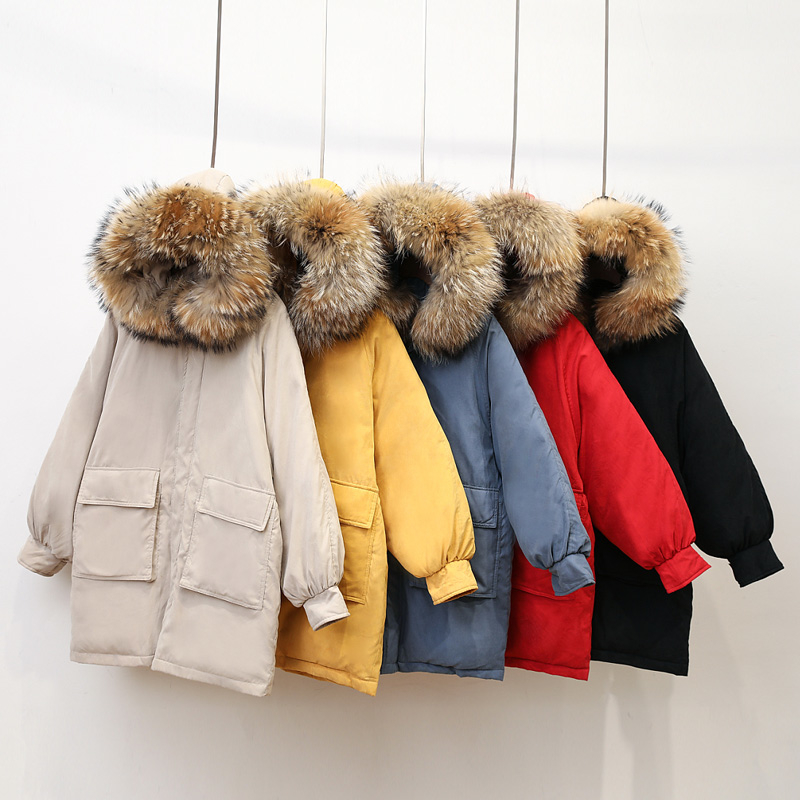 Parka Women's Long Down Winter Jacket women Casual Fur Collar Hooded Female Jacket Warm Thick Long Coat Women's Coat Plus Size T200319