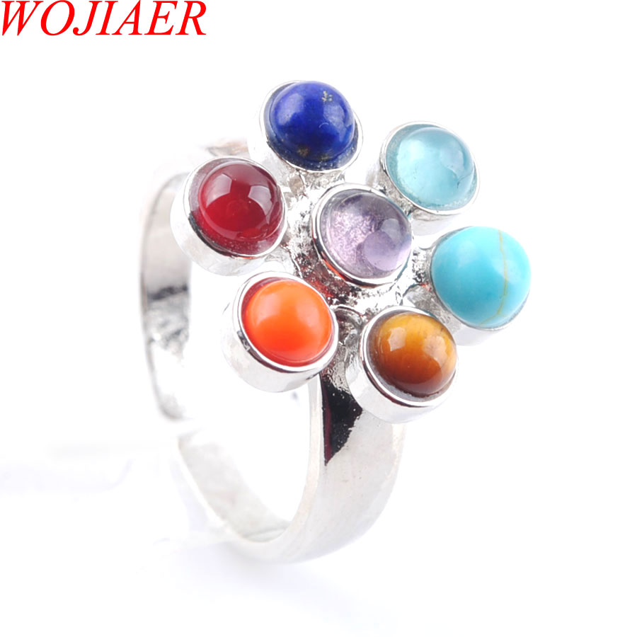 WOJIAER 7 Chakra Open Rings Reiki Energy Healing Point Stone Beads Adjustable Rainbow Flower Women Finger Ring Jewelry X3008
WOJIAER 7 Chakra Open Rings Reiki Energy Healing Point Stone Beads Adjustable Rainbow Flower Women Finger Ring Jewelry X3008