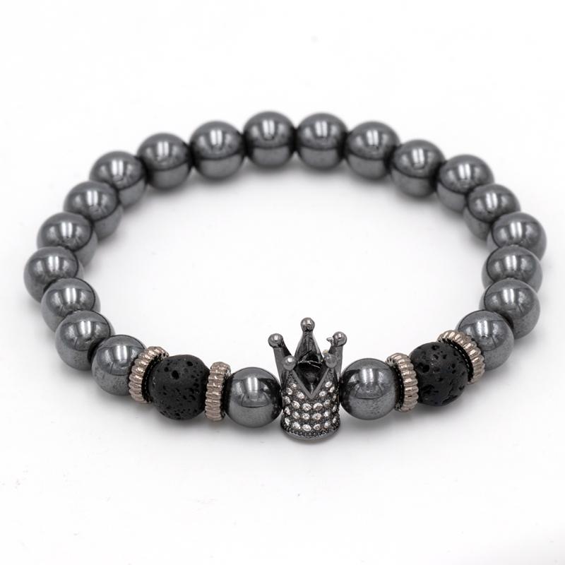 Charm Bracelets 2021 CZ Crown Men Fashion 8mm Hematite Stone Bead Bracelet Bangle For Women Punk Jewelry Gift
Charm Bracelets 2021 CZ Crown Men Fashion 8mm Hematite Stone Bead Bracelet Bangle For Women Punk Jewelry Gift