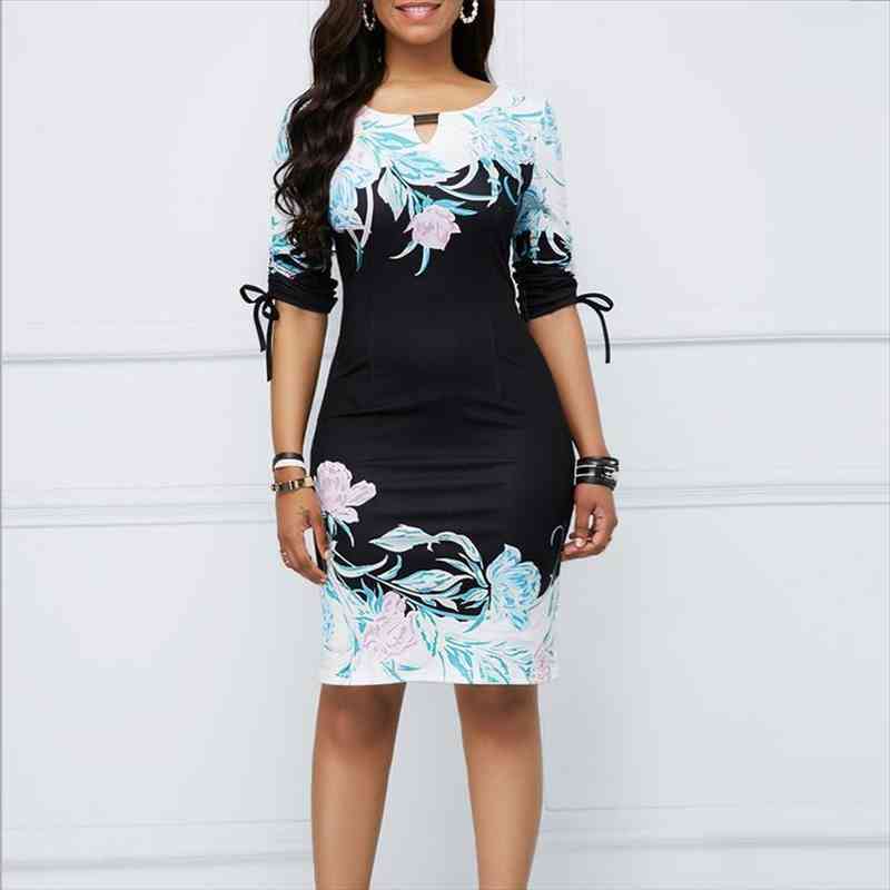 Five Sleeve Slim Bag Hip Printed Mid Dress Knee-length Office Lady Pencil O-neck Summer Women Dress, Black;gray
Five Sleeve Slim Bag Hip Printed Mid Dress Knee-length Office Lady Pencil O-neck Summer Women Dress, Black;gray