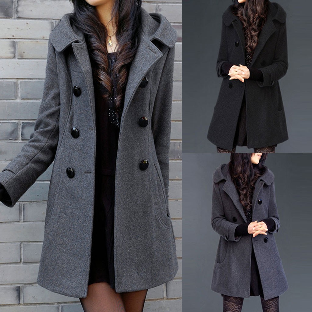 CHAMSGEND Autumn Winter Wool Blend Coat women warm Long Sleeve Wool Overcoat Female Casual pocket Hoode Jacket Coats Abrigos #7 210204