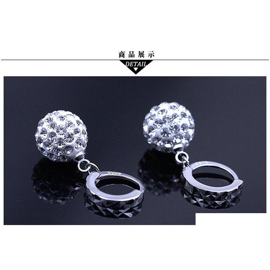 Austrian Crystal Dangle Earrings Rhinestone Disco Ball Ear Jewelry 925 Sterling Silver Earrings For W sqcZKr dhseller2010
