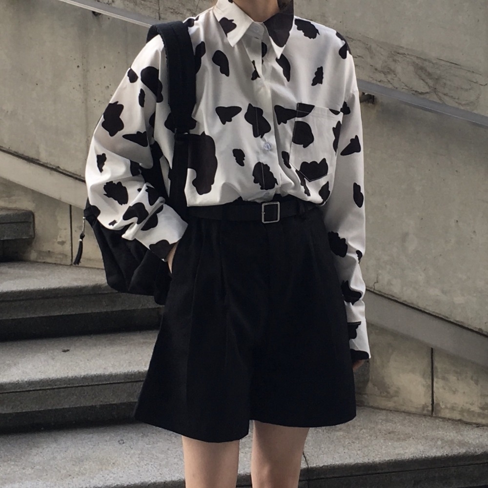 2019 Women's Summer Autumn Cow Printting Blouses +Shorts, Long Sleeve Shirts + Wide Leg Shorts T200701, Only blouse
2019 Women's Summer Autumn Cow Printting Blouses +Shorts, Long Sleeve Shirts + Wide Leg Shorts T200701, Only blouse