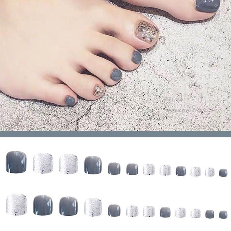 24Pcs Grey Rhinestone Art Tips Full Cover False Toe Fake Nails Manicure Tools, With 2g glue
24Pcs Grey Rhinestone Art Tips Full Cover False Toe Fake Nails Manicure Tools, With 2g glue