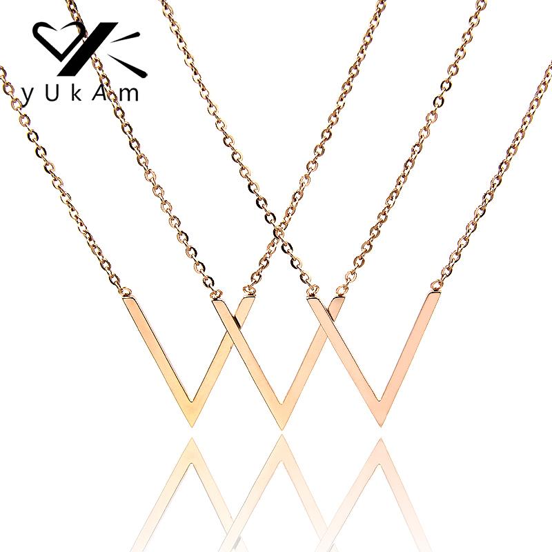 YUKAM 316L Stainless Steel Rose Gold Color Letter V Shape Choker Necklaces Pendants for Women Girl Short Necklace Simple Jewelry
YUKAM 316L Stainless Steel Rose Gold Color Letter V Shape Choker Necklaces Pendants for Women Girl Short Necklace Simple Jewelry