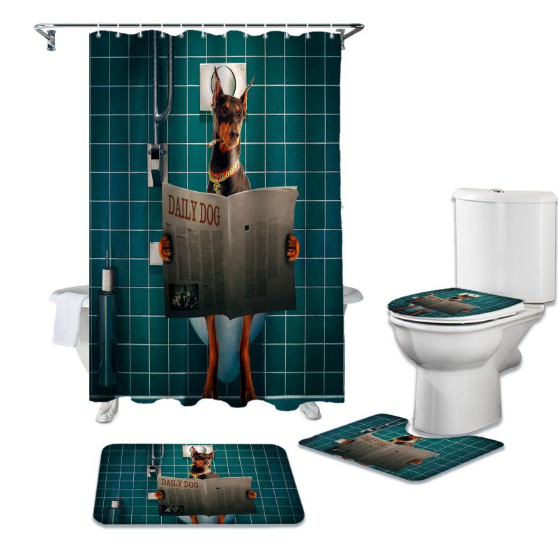 Doberman Toilet Newspaper Shower Curtains Set Bath Mat Set Toilet Cover Bathroom Accessories Bathroom Rug
Doberman Toilet Newspaper Shower Curtains Set Bath Mat Set Toilet Cover Bathroom Accessories Bathroom Rug