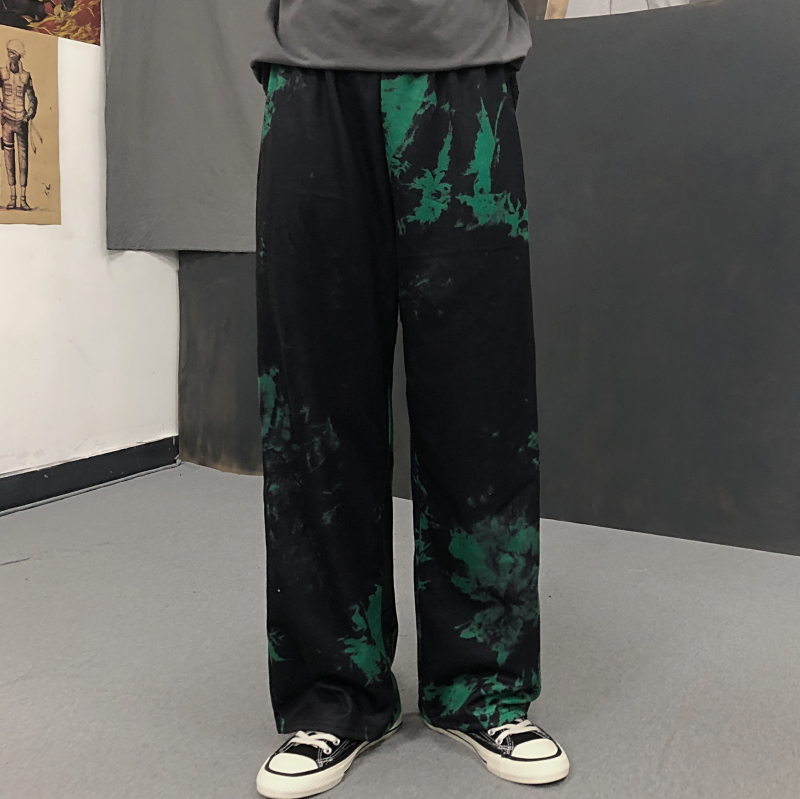 Woherb Tie Dye Print Cargo Loose Jogger Wide Leg Pant Harajuku Streetwear Korean Punk Trouser Woman and Man Hip Hop Track CX220310