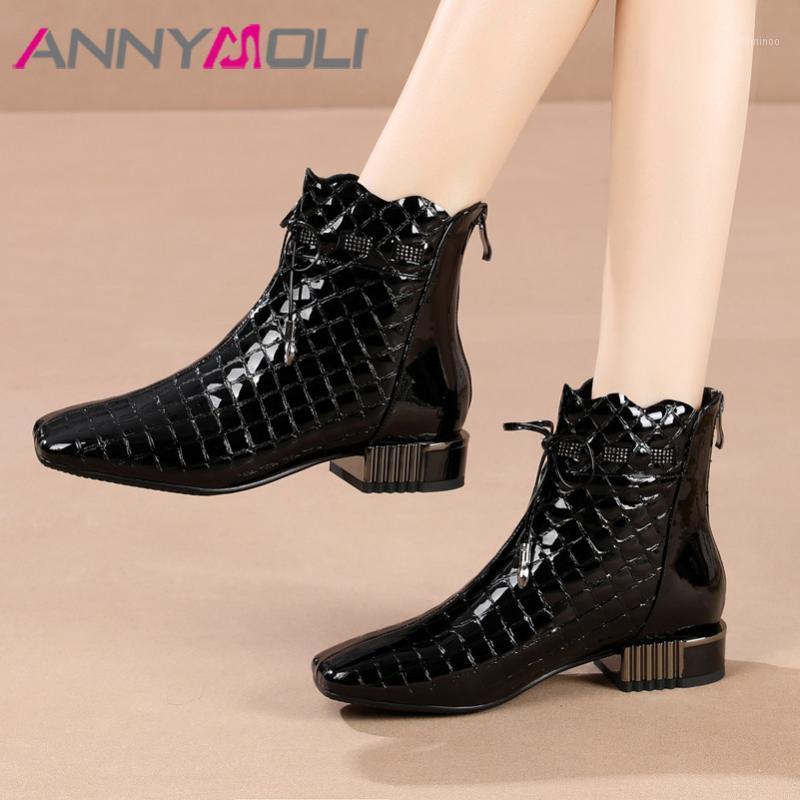 ANNYMOLI Crystal Real Leather Mid Heel Ankle Boots Women Shoes Square Toe Block Heels Lace Up Zip Lady Short Boots Autumn Winter1, Black synthetic lin
ANNYMOLI Crystal Real Leather Mid Heel Ankle Boots Women Shoes Square Toe Block Heels Lace Up Zip Lady Short Boots Autumn Winter1, Black synthetic lin
