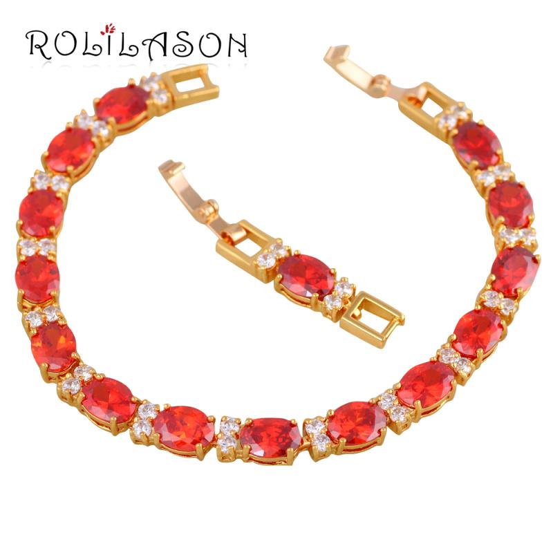 ROLILASON Royal Red Garnet Design Golden Friendship Bracelets for Women Party Gift Fashion Jewelry TB1102
ROLILASON Royal Red Garnet Design Golden Friendship Bracelets for Women Party Gift Fashion Jewelry TB1102