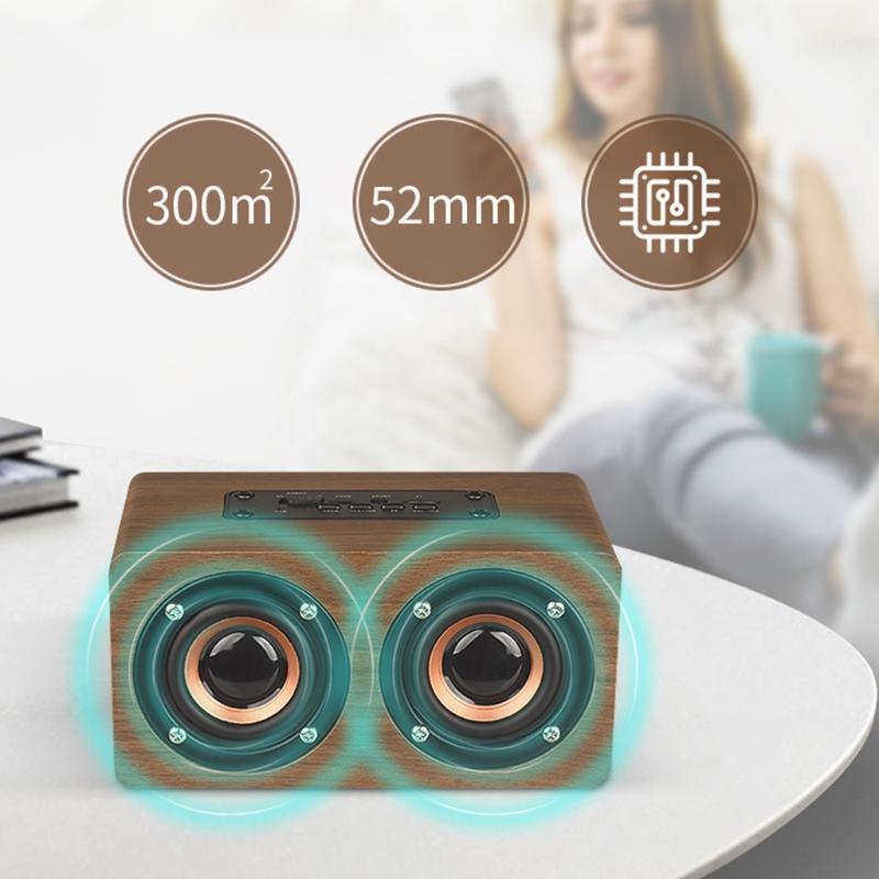 HOT Fashion Portable Double Speakers Wood Wireless Bluetooth Speaker Support Clock FM R04091