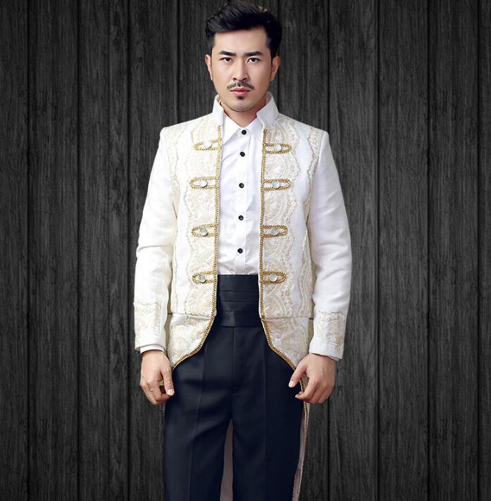 Embroidery men tuxedo suits designs stand collar homme terno stage costumes for singers men blazer european clothes star style, White
Embroidery men tuxedo suits designs stand collar homme terno stage costumes for singers men blazer european clothes star style, White