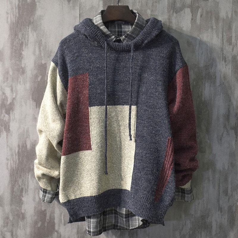 Hooded Knitted Sweater Men Casual Slim Fit Mens Pullover Jumper Sweaters Coat Autumn Streetwear Patchwork Tracksuit Pull Homme, Khaki
Hooded Knitted Sweater Men Casual Slim Fit Mens Pullover Jumper Sweaters Coat Autumn Streetwear Patchwork Tracksuit Pull Homme, Khaki