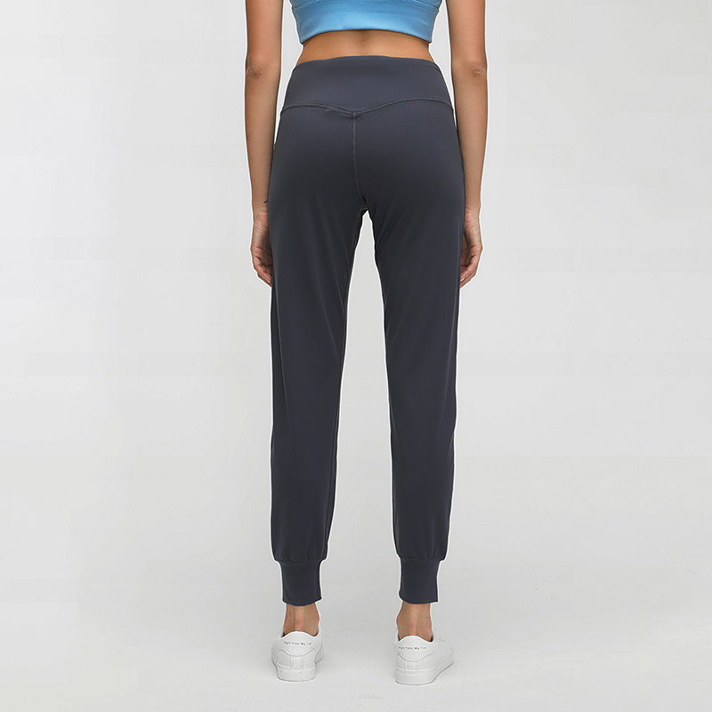 Women Naked-feel Fabric Loose Fit Sport Active Lounge Jogger Butter Soft Elastic Leggings with two side pockets Full length 201203