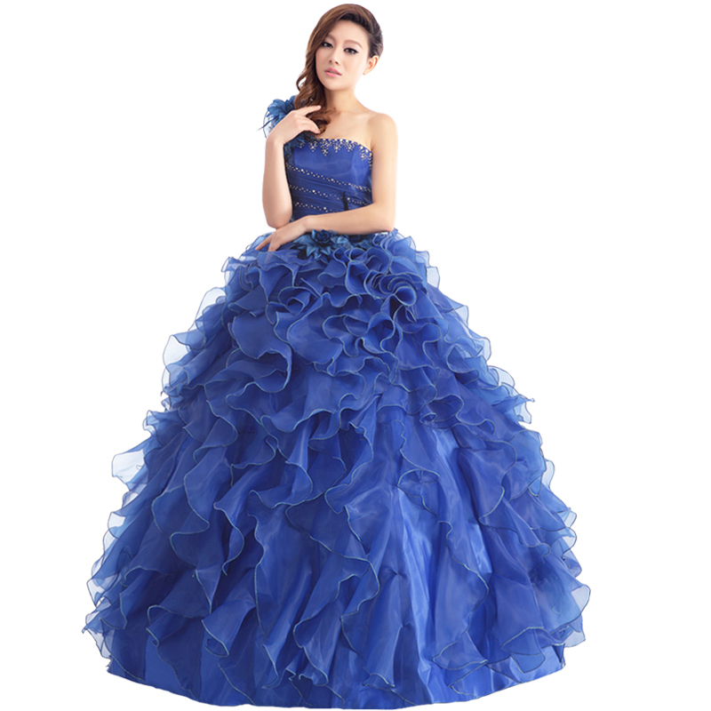 Suosikki Arrival Evening Dress Ball Gown One Shoulder Ruffle Evening Gown Prom Dresses Vestido De Festa Longo 201114