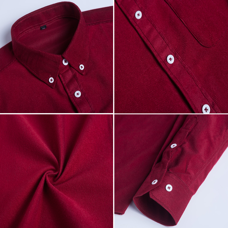 Corduroy Shirt For Men Quality Warm Autumn Winter Thick Regular Fit Daily Asian Size Fashion Simple Business Mens Casual Shirts 201120