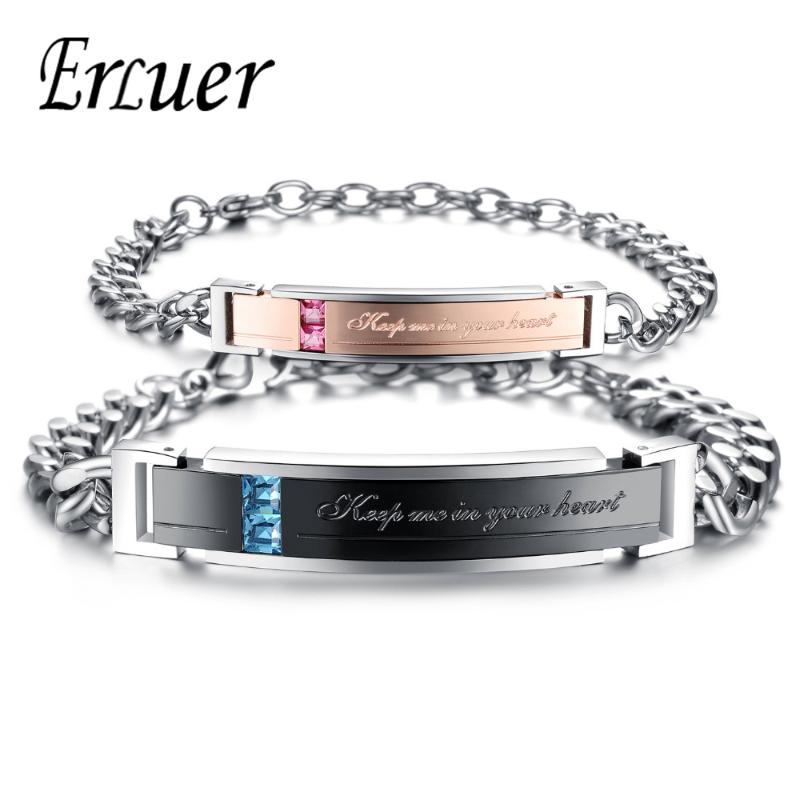 ERLUER Trendy Couples Bangle & Bangles Promise Women Men 316l Stainless Steel Chain Wristband Cubic Zircon Jewelry Bracelet Gift
ERLUER Trendy Couples Bangle & Bangles Promise Women Men 316l Stainless Steel Chain Wristband Cubic Zircon Jewelry Bracelet Gift