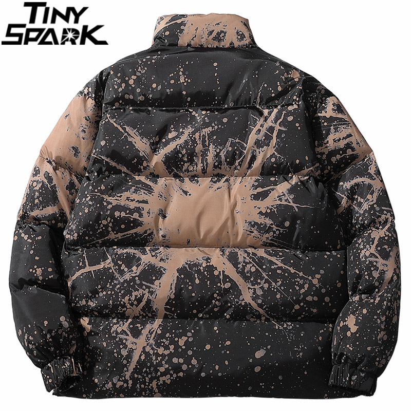 Hip Hop Jacket Parka Cartoon Graffiti Streetwear Men Windbreaker Harajuku Winter Padded Jacket Coat Puffer Vintage Outwear 201214