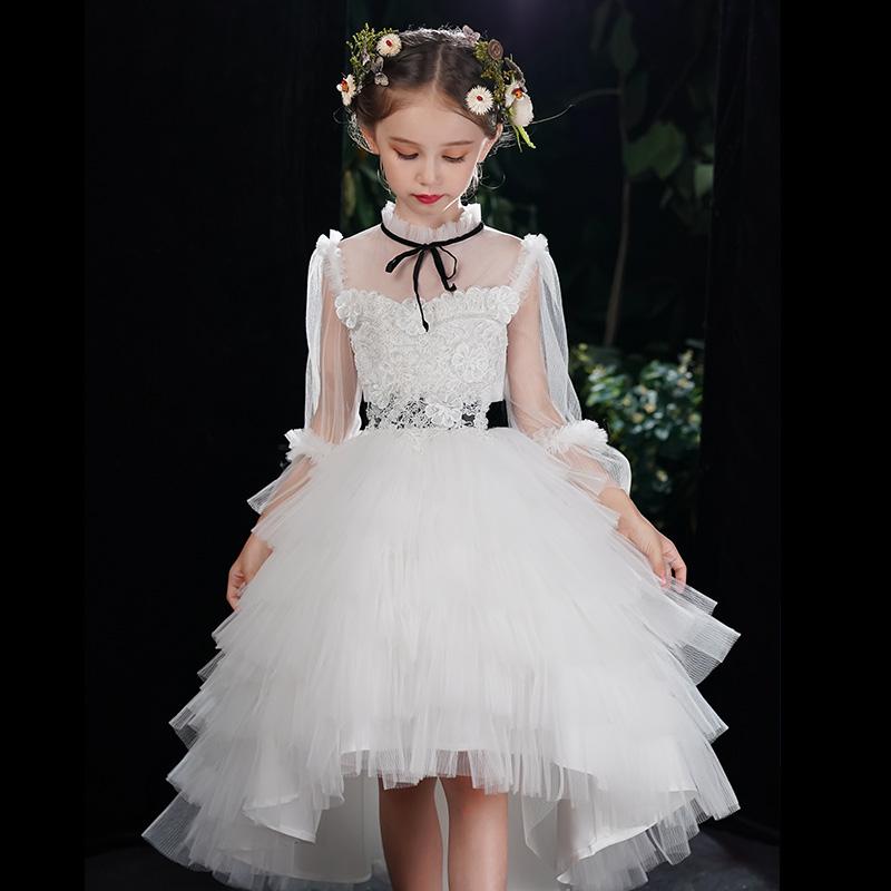 Flower Girl Dresses Illusion Three Quarter Embroidery Princess Knee-Length Luxury White Bow High Lace Tulle Kids Party Gown H192
Flower Girl Dresses Illusion Three Quarter Embroidery Princess Knee-Length Luxury White Bow High Lace Tulle Kids Party Gown H192