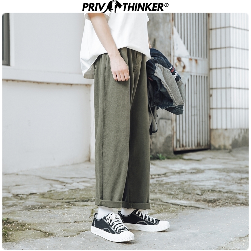 Privathinker Men Spring Straight White Full-length Pants Mens Casual Summer Sweatpants Male Korean Trousers Fashion Bottoms 201128