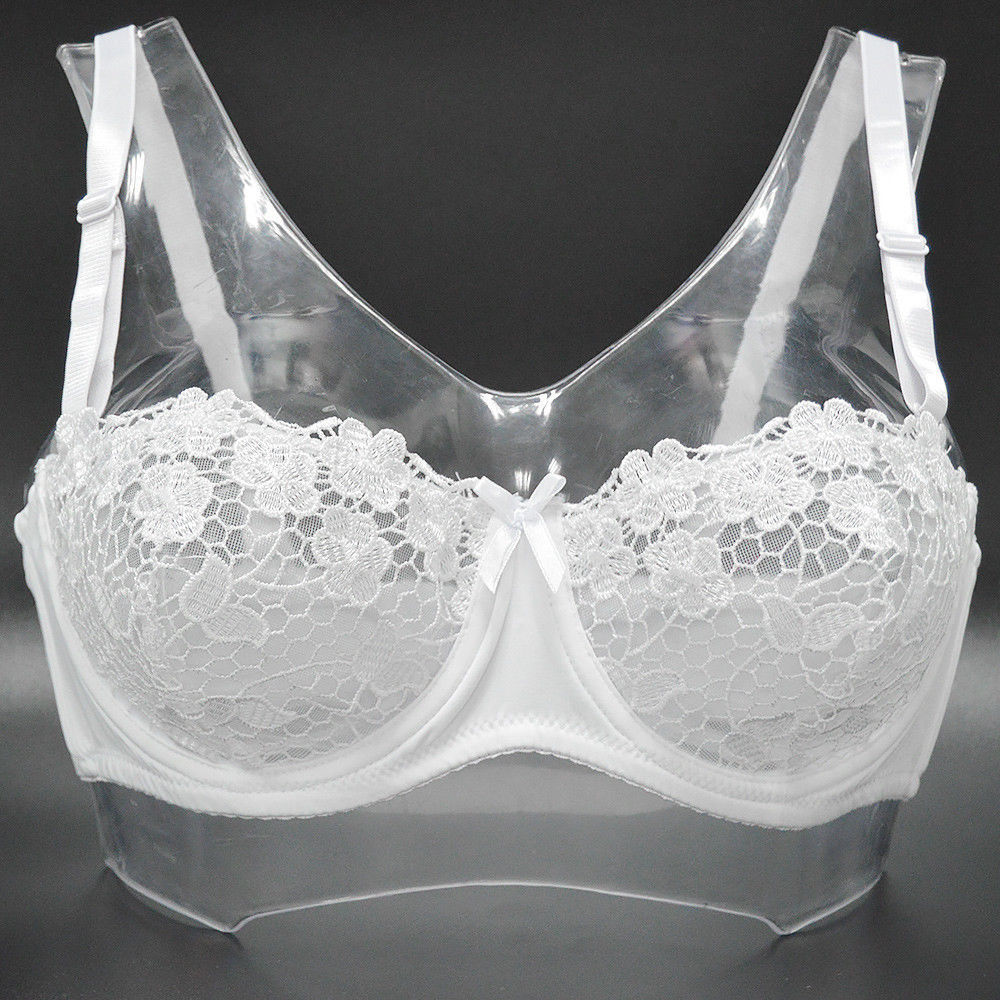 YANDW Big Red Floral Mesh Lace Bralette Bras Women Sexy Lingerie Plunge Thin Push Up Transparent 32 34 36 38 40 42 44 A B C D 201202