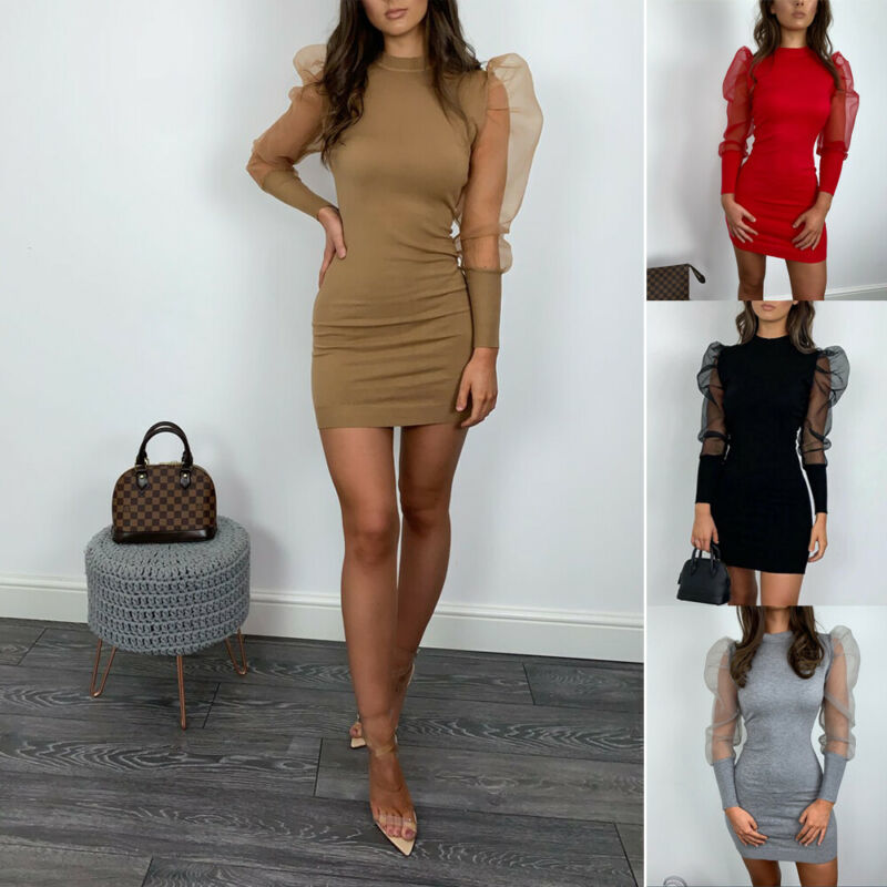 Spring Women Ladies Puff Sleeve Party Evening Knitted Skinny Stretch Mini Short Dress, Khaki
Spring Women Ladies Puff Sleeve Party Evening Knitted Skinny Stretch Mini Short Dress, Khaki