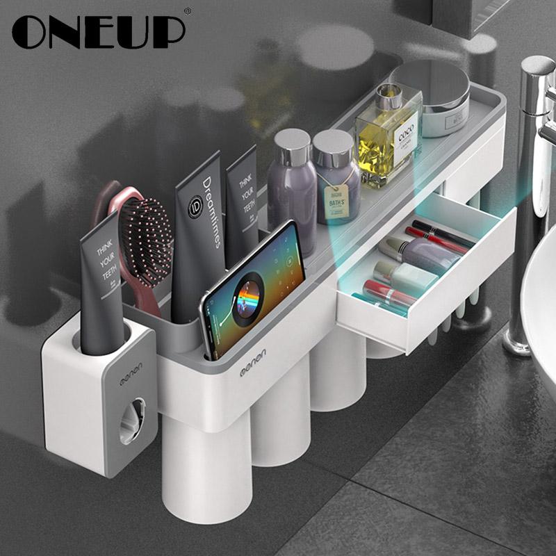 ONEUP Magnetic Adsorption Toothbrush Holder Case With 4 Cups Home Storage Rack For Bathroom Wall-mounted Bathroom Accessories
ONEUP Magnetic Adsorption Toothbrush Holder Case With 4 Cups Home Storage Rack For Bathroom Wall-mounted Bathroom Accessories