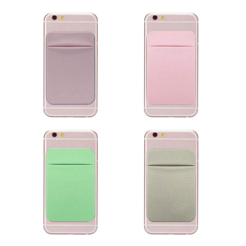 Stick on Wallet Card Holder Self Adhesive Stretchy Cell Phone Sleeve Lid Pouch Phone Pocket for iPhone 12 Samsung S20 Smart Phone