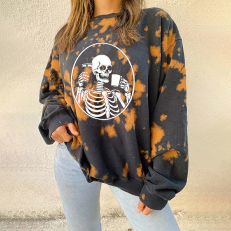 Tie Dye Letter Printed Shirt Womens Long Sleeve Autumn Casual Loose Tops Oversized Sweatshirt Woman Plus Size Clothes 3XL 201103