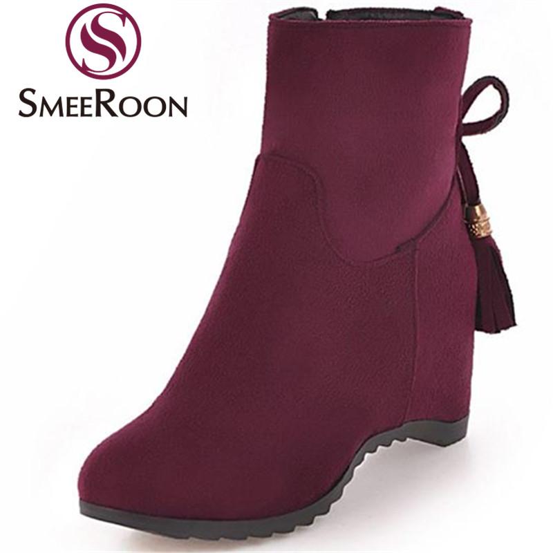 Smeeroon 2020 flock ankle boots zipper warm winter boots round toe comfortable height increasing campus shoes woman, Black
Smeeroon 2020 flock ankle boots zipper warm winter boots round toe comfortable height increasing campus shoes woman, Black