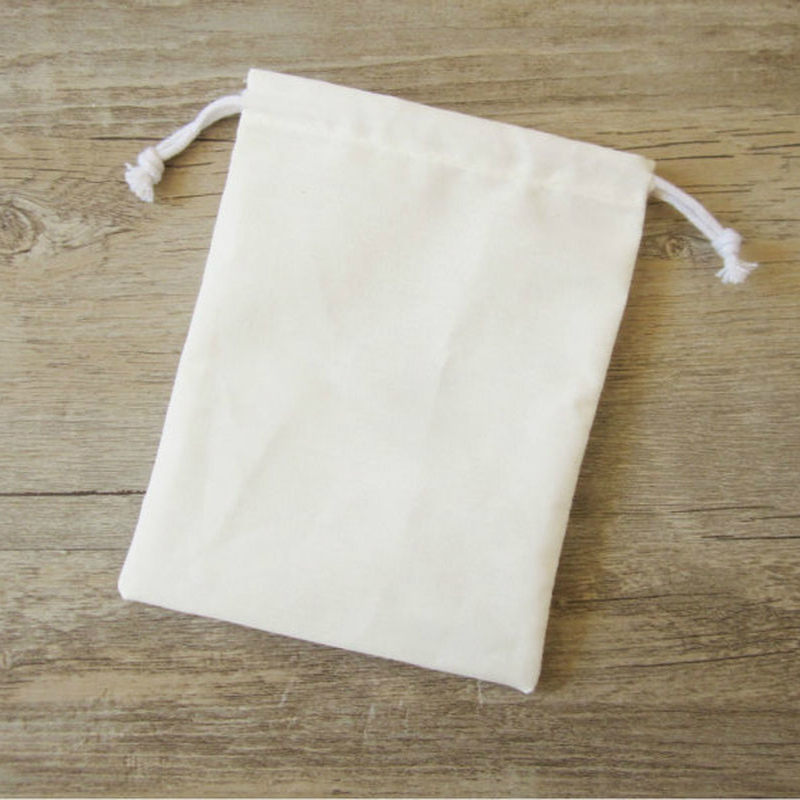 50PCS Cotton Gift Bag Jewelry Packaging Drawstring Pouch Makeup Party Candy Gift Wrapping Bags Sachet Pocket Print Logo Custom T200602