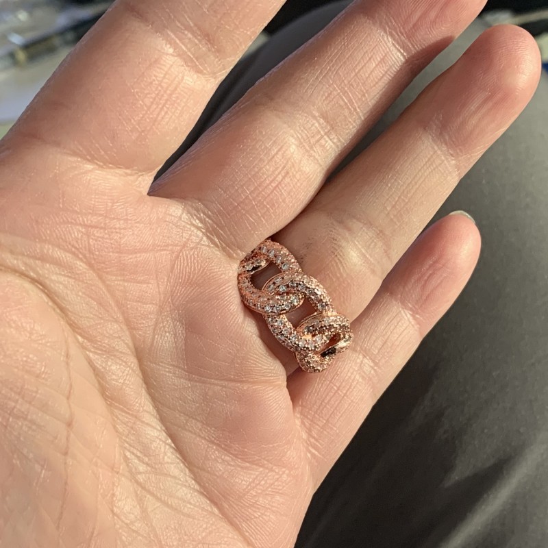 Sterg Sier Rose Gold CZ Dia Party Ring | White Sapphire Wedding Band